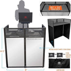 AxcessAbles Portable DJ Facade Booth with Black and White Lighting Scrims, Carry Cases | Standing DJ Table - 40" x 20" | DJ Controller Stand | Recording Mixer Stand | DJ Booth (ES-01)