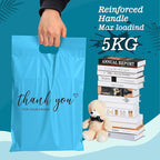 JinRuiKJ Poly Mailers with Handle 12x15.5 Inch 50 Pcs, Easy to Carry Packaging Bags for Small Business, Thank You Shipping Bags with Self Adhesive Strip, Tearproof and Waterproof - Blue
