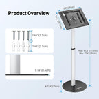 AboveTEK Anti-Theft iPad Floor Stand Kiosk, Height Adjustable Tablet Stand with Locking Enclosure, Heavy-Duty Floor Tablet Stand for 12.9–13" iPad Pro/Air & 12.4" Galaxy Tab S, Retail & POS Use