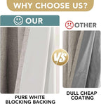 H.VERSAILTEX Primitive Linen Curtains 100% Blackout Curtain Drapes Burlap Fabric Curtains with White Thermal Insulated Liner, Grommet Top Drapes Living Room/Bedroom (2 Panels, 42 x 45 Inch, Stone)
