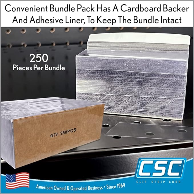 Clip Strip Corp. Price/Data Channel Label Holder Chips, Clear Plastic Tags, 3" L x 1.25" H, 7.5 Mil Thick, Gondola Shelf Edge, Reusable, Made for Point of Purchase Shelf Molding (500)