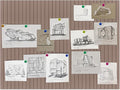 Large Felt Bulletin Board 47x47 Inch, 16pcs Peel and Stick Felt Wall Tiles Modern Push Pin Board for Wall Organization