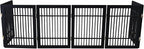 Pet Dog Gate Strong and Durable Freestanding Folding Acacia Hardwood Portable Wooden Fence Indoors or Outdoors by Urnporium (Black Pet Gate, 6 Panel 24" Tall)