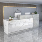 Reception Counter Desk with Lockable Drawers, Modern Retail Counter, Home Office Wooden Computer Desk Reception Table, for Checkout Office/Beauty Salon/Lobby
