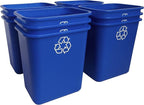 United Solutions 7 Gallon / 28 Quart Space Saving Recycling Bin, Fits Under Desk and Small, Narrow Spaces in Commercial, Kitchen, Home Office, and Dorm, Easy to Clean, Recycle Blue (Pack of 12)
