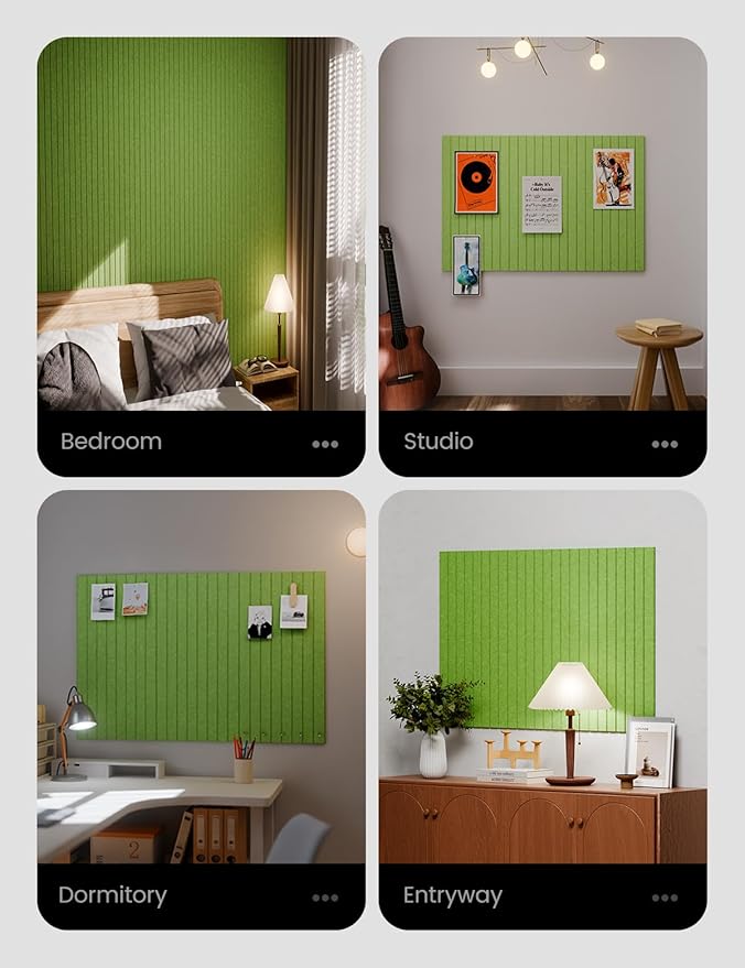 Large Felt Bulletin Board 48" x 36" Cork Board Alternative - 6 Pack with 40 Safe Removable Adhesive Tabs, Cork Boards for Walls Cork Board for Home Office Classroom Pin Board-Kelly Green