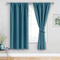 JIUZHEN Blackout Curtains for Bedroom/Living Room - Thermal Insulated Room Darkening Rod Pocket Curtains for Living Room, Set of 2 Panels with Tiebacks, 42 x 63 Inch Length, Stone Blue