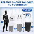 27 Gallon Step-On Trash Can/Container, Black Plastic Dustbin with Lid and Foot Pedal, Hands-Free Disposal