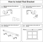 Curtain Rods for Windows 16 to 144 Inches Adjustable Length 1 Inch Diameter Window Curtain Rod with Aluminium End Cap, Antique Bronze
