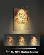 Brass Picture Light Plug in LED Picture Lights for Wall 3000K Warm White Picture Frame Light with Remote Control & Timer Dimmable Picture Lights Art Lighting for Paintings Wall Display Gallery