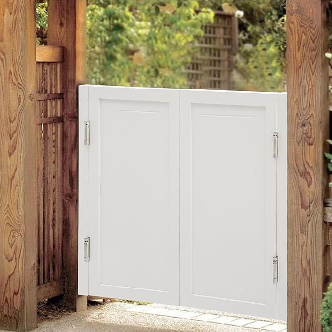 Solid Wood Interior Swing Door with Metal Hinges - Swinging Cafe Doors for Kitchen, Stairs, Bedroom Entrance & Partition (White, 39.37"X35.43")