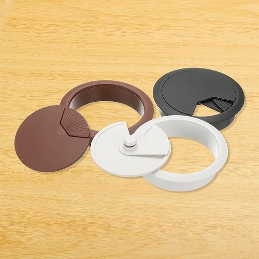 PATIKIL 3 Inch Desk Grommet, 6Pcs Cable Grommet Wire Management Cable Hole Cover Cord Organizer for Office Home Table Countertop, Brown