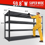 59.8" H Garage Shelving 2400LBS Metal Shelving Unit Adjustable Garage Storage Shelves 4 Tier Heavy Duty Storage Rack for Pantry Warehouse Industries 59.8" W x 59.8" H x 24.2" D, 2 Pack