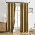 DUALIFE Gold Tan Pinch Pleated Blackout Curtains 90 Inches Long, Back Tab with Hooks, Linen Full Black Out Thermal Insulated Track Curtain for Bedroom Living Room,40 W x 90 L, 2 Panels