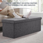 Ornavo Home 43 Inch Folding Storage Ottoman with Storage Bench, Long Large Storage Ottoman Bench, Storage Chest, Foot Rest Stool, Bedroom Bench with Storage - (Dark Gray)