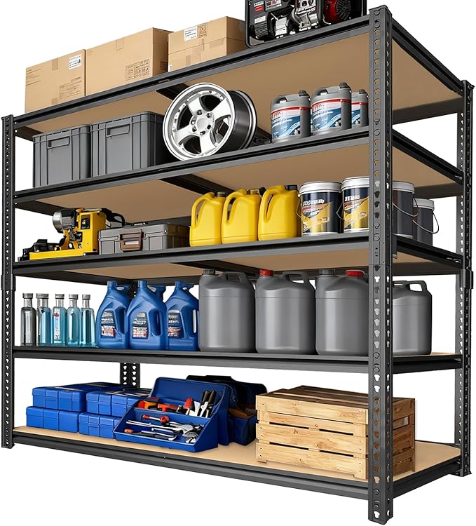 40" W Garage Shelving Unit, 2400Lbs Storage Shelves, Heavy Duty Adjustable Rack for Basement, Warehouse, Pantry, Stores, Tool Room, Freestanding Organizer