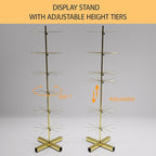 6-Tier Gold Rotating Display Stand 360° Spinning Heavy-Duty Retail Display Rack With Hooks For Jewelry, Keychains, Socks, Toys Commercial Use