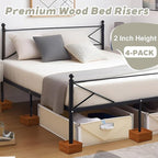 2-Inch Solid Pine Furniture Risers – 2000LBS Capacity, Tool-Free Install, Natural Wood Design for Beds, Sofas & Desks (2 Inch)