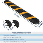 3 Pack 6FT Speed Bumps for Road, Heavy Duty 25,000 Lbs Capacity Traffic Rubber Speed Humps with 2 Channel Floor Cord Cover for Asphalt Concrete Gravel Cable Protector Ramp