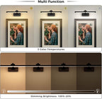 Picture Light Removable Battery Charging, 16in Wireless Art Light for Paintings, Dimmable 5000mAh Recharging Battery Picture Light with Remote Control for Pictures Display