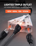 DEWENWILS Retractable Extension Cord Reel, 75 FT Heavy Duty Power Cord, 14/3C SJTOW, Lighted Triple Tap Outlets, 10A Circuit Breaker, Wall/Ceiling Mounted for Garage, Workshop, UL Listed