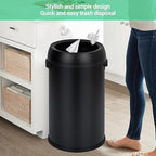 TrailBlaze 65L/17 Gallon Commercial Kitchen Trash Can - Stainless Steel, Open Top, Heavy Duty, Large Capacity Rubbish & Recycling Bin for Home, Office, Restaurant - Black Matte Open