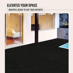Playsafer Herringbone Rubber Interlocking Tiles | 16 X 16 | Easy Install for Indoor and Outdoor Use (Black, 4 Tiles)