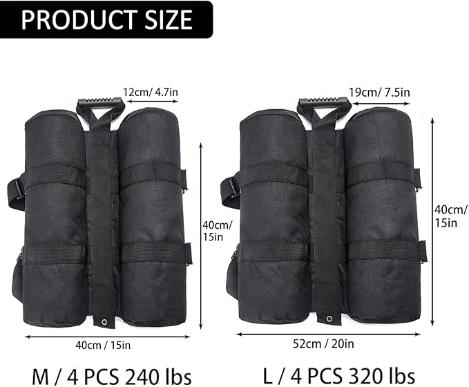 320 lbs Canopy Weights Sand Bags Set of 4,1680D Heavy Duty Extra Large Size Canopy Weight Bags Pop up Canopy Tent, Instant Outdoor Sun Shelter, Patio Umbrella