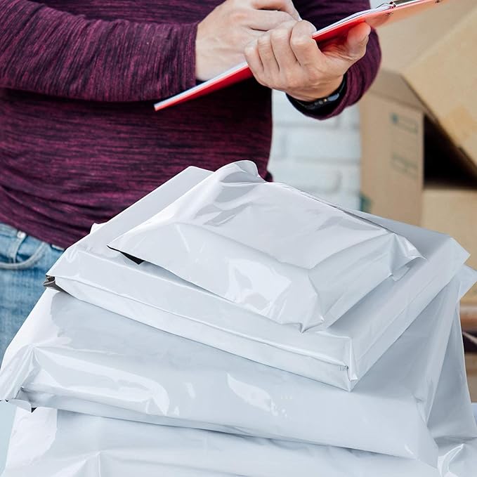200pcs 15.7x20" White Poly Mailers - Heavy Duty Self Seal Shipping Bags, Waterproof for Clothing, Small Business Mailing