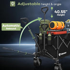 150L Collapsible Wagons Carts Foldable, 360LBS Heavy Duty Folding Beach Cart with Big All-Terrain Wheels, Portable Utility Wagon for Grocery, Shopping, Garden, Sports, Camping, Black