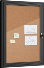Mifuro 36"x24" Enclosed Bulletin Board, Outdoor Lockable Weather-Resistant Aluminum Cork Noticeboard for School & Office Hospital, Black Frame w/Cork