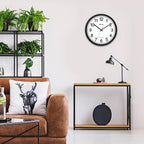 Geevon 16 Inch Atomic Wall Clock - Self-Setting Analog Clock with Automatic Time Sync - Battery Operated for Home Office School - Black Frame