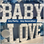 Marquee Letters 4 Feet Tall Large Light Up Letters Baby Shower Decorations Wedding Engagement Proposal White Party Decorations Marry Me Sign Big Cardboard Backdrop U