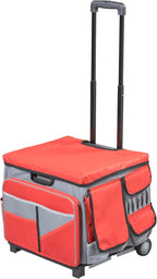 Mobile Utility Cart with Storage Organizer Bag, Rolling Cart, Red/Grey