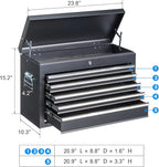 Winado 24" Portable Tool Box, 5 Drawers & Top Storage Tray Tool Box with Drawers, Lockable Metal Tool Chest Cabinet for Garage, Warehouse, Repair Shop & Home