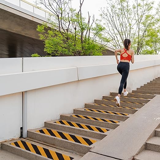 Anti Slip Grip Tape for Stairs 4Inch x 60Ft Non-Slip Strips Non Skid Safety Tape for Outdoor/Indoor Steps, Stairs, Traction Tread Staircases, Boats (Black/Yellow)