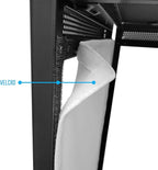 AxcessAbles Portable DJ Facade Booth with Black and White Lighting Scrims, Carry Cases | Standing DJ Table - 40" x 20" | DJ Controller Stand | Recording Mixer Stand | DJ Booth (ES-01)