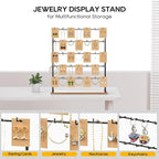 ORLESS 2 Pcs Jewelry Display for Vendors, Earring Display Stand for Selling, Necklace Display Holder for Selling, Earring Cards Organizer for Bracelets, Rings, Jewelry Towers, Original Wood (35 Hooks)