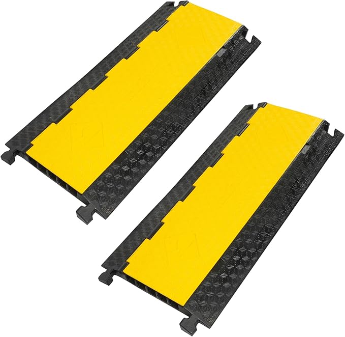 Cable Protector Ramp 2 Packs - 5 Channels Driveway Hose Protector with 39000 LBS Capacity Rubber Modular Cable Ramp for Garden Hose Wire Cord, Drive Over Cover Protector