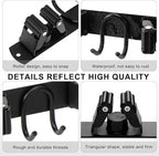 Mop Broom Holder Wall Mount, Black Stainless Steel Tool Storage Organizer for Kitchen Garden Garage Laundry Room Bathroom and RV with 4 Slots 6 Hooks