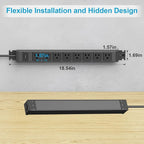 HHSOET 2 Pack Metal 360° Rotating Mountable Power Strip, 8 Outlet Gaming Table Mounted Outlet Strip, Heavy Duty Wall Mount Surge Protector with Switch, 15A 125V 1875W, 10ft Power Cord.(Black)
