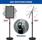 6Packs 11x17 Inch Adjustable Pedestal Poster Sign Stand, Heavy Duty Floor Standing Sign Holder Stand Aluminum Snap Open Frame for Vertical and Horizontal View Sign Displayed(Black)
