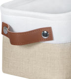 Kntiwiwo Small Fabric Storage Bins, 15x6x5 inch Narrow Storage Baskets 4-Pack Long Storage Basket for Organizing with Handles, Decorative Basket for Closets, Shelves, Toilet Paper, Beige