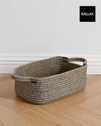 KALLAX Small Woven Basket, 12 x 8 x 4.5 Inches, Small Storage Baskets for Organizing, Gift Baskets Empty, Cute Rope Shelf Closet Storage Bins for Shelves, Dog Toy Basket, 3 Packs, Black & Brown Mixed
