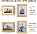 Natural Oak 5x7 Picture Frames Mat to 4x6 Picture Display Set of 3,Original Wood Handcrafted 5x7 Wooden Photo Frame with Tempered Glass Graduation Family Wedding Pictures Tabletop & Wall Decor
