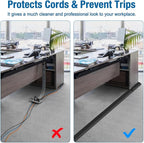 Eapele 10 ft Floor Cord Cover Heavy Duty Cable Protector, Easy to Unroll, Prevent Trip Hazard for Home Office or Outdoor Settings (Black)