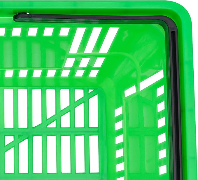 12PCS Shopping Baskets with Handles, Portable Wire Shopping Basket,Open&Stackable Design for Supermarket, Retail, Bookstore (Green)