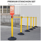 OangeStar 6 Packs Crowd Control Stanchions w/10ft Retractable Belt, Crowd Control Barriers Set w/1 Sign, Rubber Base, Ideal for High Traffic Areas, Queue Management