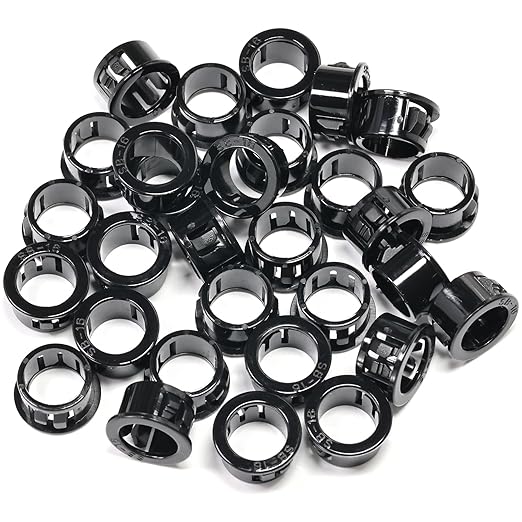 30 pcs Black Snap Bushing 5/8" (16 mm) Mounting Diameter, Plastic Cable Hole Grommets for Wiring, Round Nylon Snap in Locking Electrical Wire Cord Hose Tubing Bushings Grommets Protectors