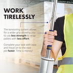 Heavy Duty Stretch Film Dispenser Pole Holder - Extra Long High Reaching Industrial Handle for Stretch Wrapping - Fits Rolls 2" to 3" Diamater Cores & Lengths from 12" to 24" - Pallet Wrap